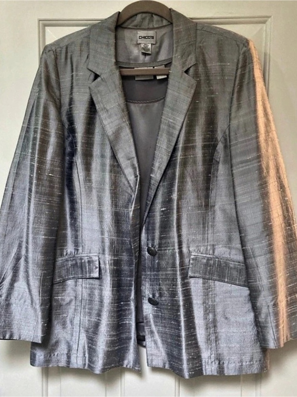 Chico's Plaid Silk Blend Blazer and Shell Top Set Size 2 Like New